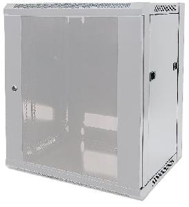 Intellinet Network Cabinet - Wall Mount (Standard) - 9U - 450mm Deep - Grey - Flatpack - Max 60kg - Metal & Glass Door - Back Panel - Removeable Sides - Suitable also for use on a desk or floor - 19" - Parts for wall installation not included - Three Year